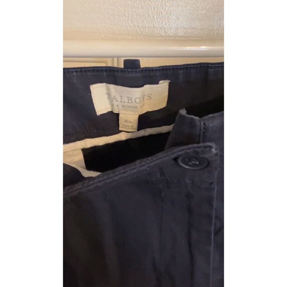 Talbots Woman Cropped Capri Pants Women's Size 16W Navy Blue Stretch - Picture 2 of 3